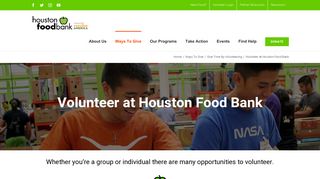 Volunteer at Houston Food Bank