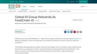 Global ID Group Rebrands As FoodChain ID - PR Newswire