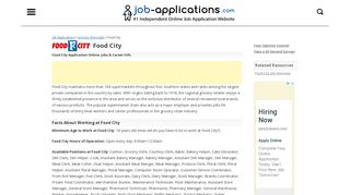 Food City Application, Jobs & Careers Online - Job-Applications.com