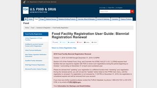Food Facility Registration User Guide: Biennial Registration ... - FDA