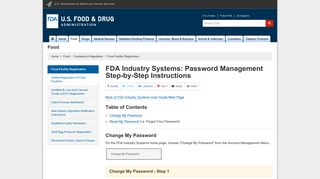 Food Facility Registration > FDA Industry Systems: Password ...