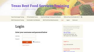 Login - Texas Best Food Services Training - Food Handler and TABC