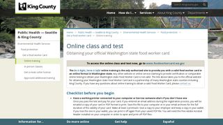 Online class and test - King County