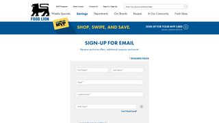 Email Sign Up | MVP Account | Food Lion