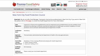 NYC Food Protection Course |How to Get It - Premier Food Safety