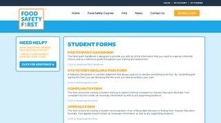 Student Forms - Food Safety First