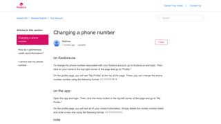 Changing a phone number – foodora EN