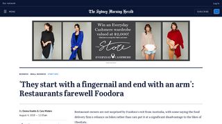 Restaurants farewell Foodora - Sydney Morning Herald