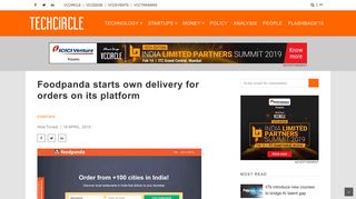 Foodpanda starts own delivery for orders on its platform | Techcircle