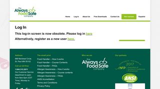 Log In - Access your Food Handler Courses ... - Always Food Safe
