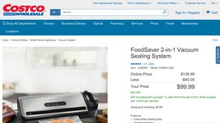 FoodSaver 2-in-1 Vacuum Sealing System - Costco Wholesale