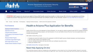 Health-e-Arizona Plus Application for Benefits | Arizona Department ...