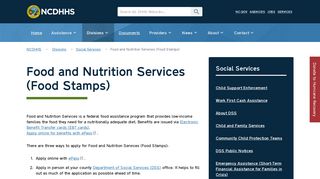 NC DHHS: Food and Nutrition Services Food Stamps
