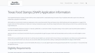 Texas Food Stamps Application
