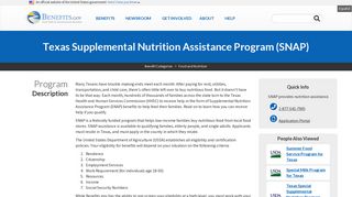 Texas Supplemental Nutrition Assistance Program (SNAP) | Benefits ...