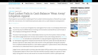 Foot Locker Fails in Cash Balance 'Wear Away' Litigation Appeal ...