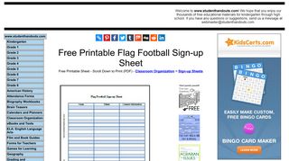 Free Printable Flag Football Sign-up Sheet | Student Handouts