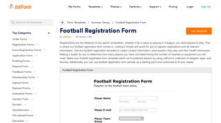 Football Registration Form Template | JotForm