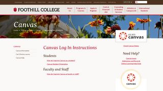Canvas Log In Instructions - Foothill College