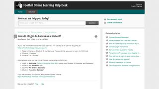 How do I log in to Canvas as a student? : Foothill Online Learning ...