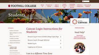 Canvas Login Instructions for Students - Foothill College