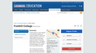 Foothill College in Los Altos Hills, CA | US News Education