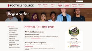 MyPortal First-Time Login - Foothill College