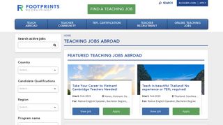 Teaching Jobs Abroad - Footprints - Footprints Recruiting