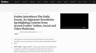 Forbes Introduces The Daily Dozen, Its Signature Newsletter ...
