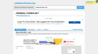 webmail.forbin.net at WI. Webmail (Web Mail) - Login - Website Informer