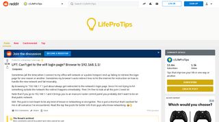 LPT: Can't get to the wifi login page? Browse to 192.168.1.1 ...