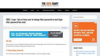 UNIX / Linux : how to force user to change their password on next ...