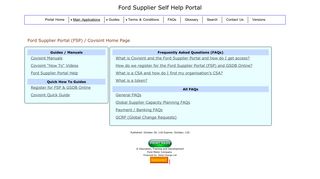 Covisint / Ford Supplier Portal (FSP) Index