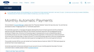 Ford Credit Monthly Automatic Payments | Customer Support Articles ...