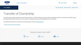 Transfer of Ownership | Customer Support Articles | Official ... - Ford