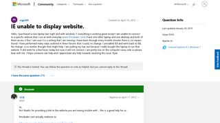 IE unable to display website. - Microsoft Community