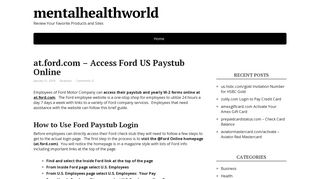at.ford.com - Access Ford US Paystub Online - mentalhealthworld