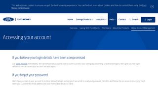 Accessing your account | Save with Ford Money