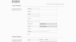 Ford Models Application Form