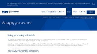 Managing your account | Save with Ford Money