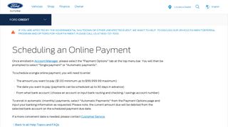 Scheduling Ford Credit Online Payment | Customer Support Articles ...