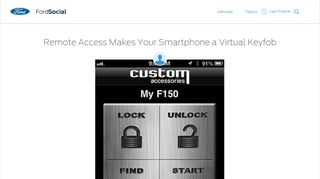 Remote Access Makes Your Smartphone a Virtual Keyfob - Ford Social