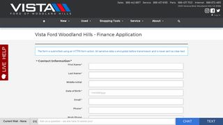 Financing Application | Car Dealer | Vista Ford Woodland Hills