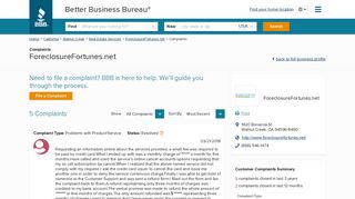 ForeclosureFortunes.net | Complaints | Better Business Bureau® Profile