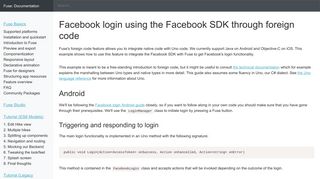 Facebook login using the Facebook SDK through foreign code - Fuse ...