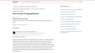 How to get a foreign girlfriend - Quora