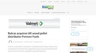 Balcas acquires UK wood pellet distributor Forever Fuels | Bioenergy ...