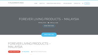 FOREVER LIVING PRODUCTS - MALAYSIA - TJ PLACEMENTS INDIA