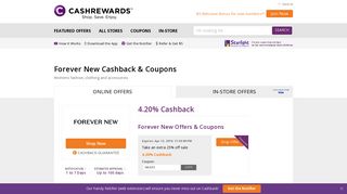 Forever New Cashback & Coupons | Cashrewards