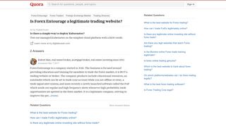 Is Forex Entourage a legitimate trading website? - Quora
